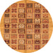 Round Machine Washable Abstract Orange Modern Area Rugs, wshabs625org