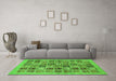 Machine Washable Abstract Green Modern Area Rugs in a Living Room,, wshabs625grn