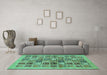 Machine Washable Abstract Turquoise Modern Area Rugs in a Living Room,, wshabs625turq