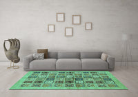 Machine Washable Abstract Turquoise Modern Rug, wshabs625turq