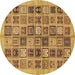 Round Abstract Brown Modern Rug, abs625brn