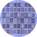 Round Machine Washable Abstract Blue Modern Rug, wshabs625blu