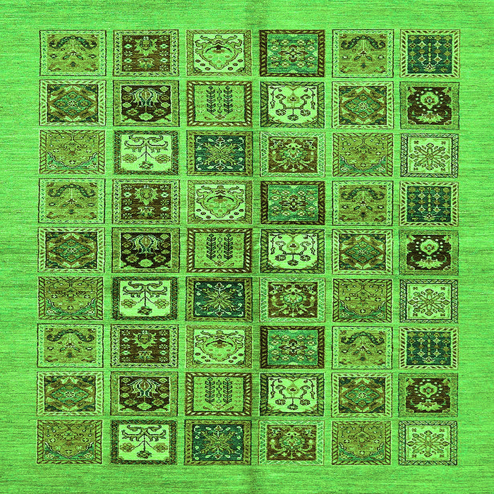 Square Machine Washable Abstract Green Modern Area Rugs, wshabs625grn