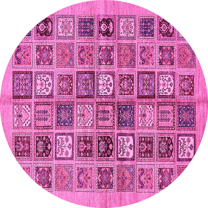 Round Machine Washable Abstract Pink Modern Rug, wshabs625pnk