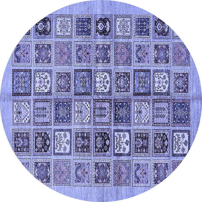 Round Abstract Blue Modern Rug, abs625blu