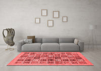 Machine Washable Abstract Red Modern Rug, wshabs625red