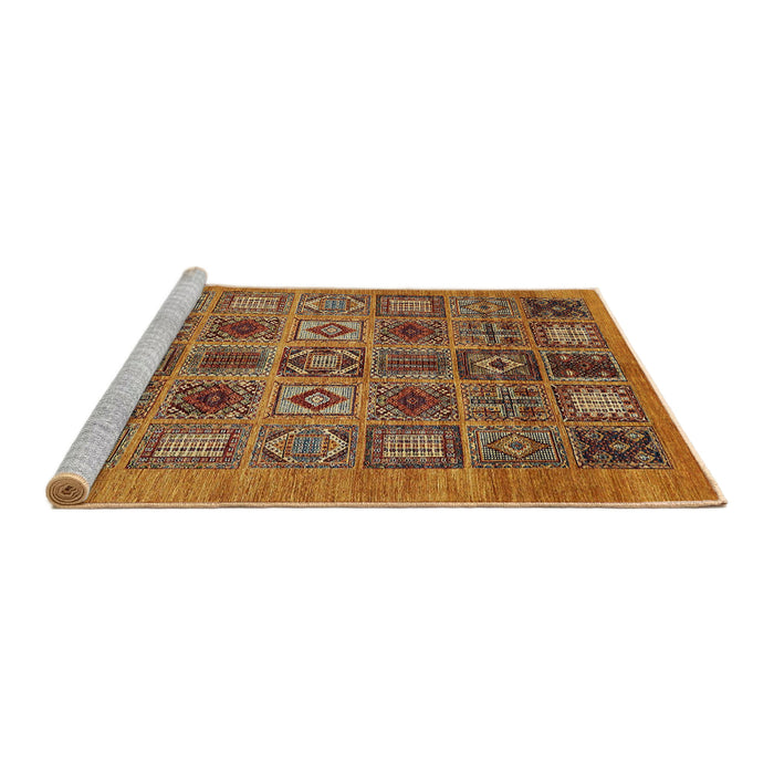 Sideview of Machine Washable Abstract Saffron Red Rug, wshabs626