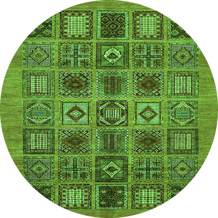 Round Abstract Green Modern Rug, abs626grn