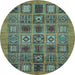 Round Abstract Light Blue Modern Rug, abs626lblu