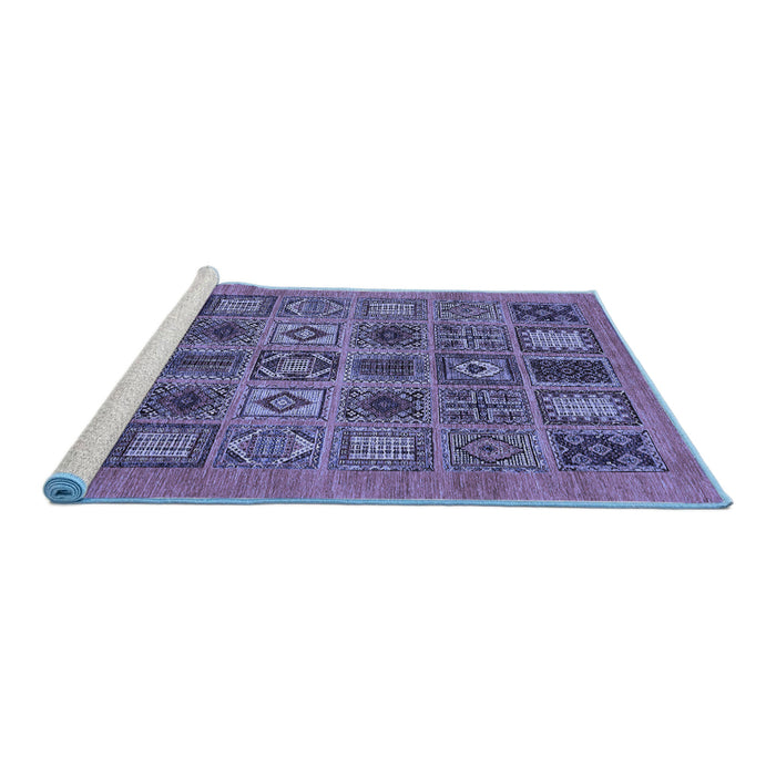 Sideview of Machine Washable Abstract Blue Modern Rug, wshabs626blu