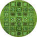 Round Machine Washable Abstract Green Modern Area Rugs, wshabs626grn