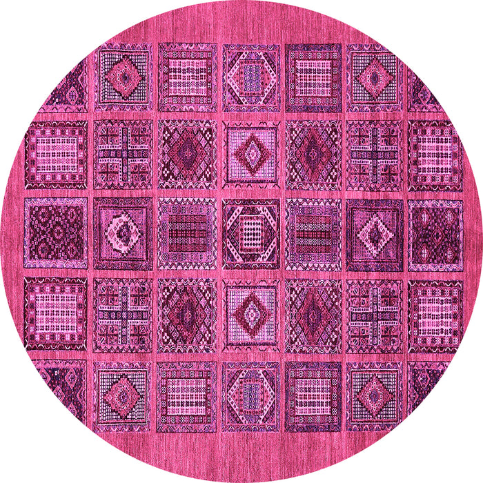 Round Abstract Pink Modern Rug, abs626pnk
