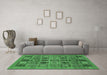 Machine Washable Abstract Emerald Green Modern Area Rugs in a Living Room,, wshabs626emgrn