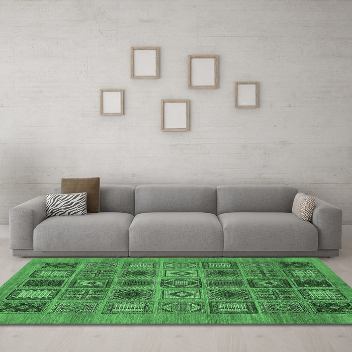 Machine Washable Abstract Emerald Green Modern Area Rugs in a Living Room,, wshabs626emgrn