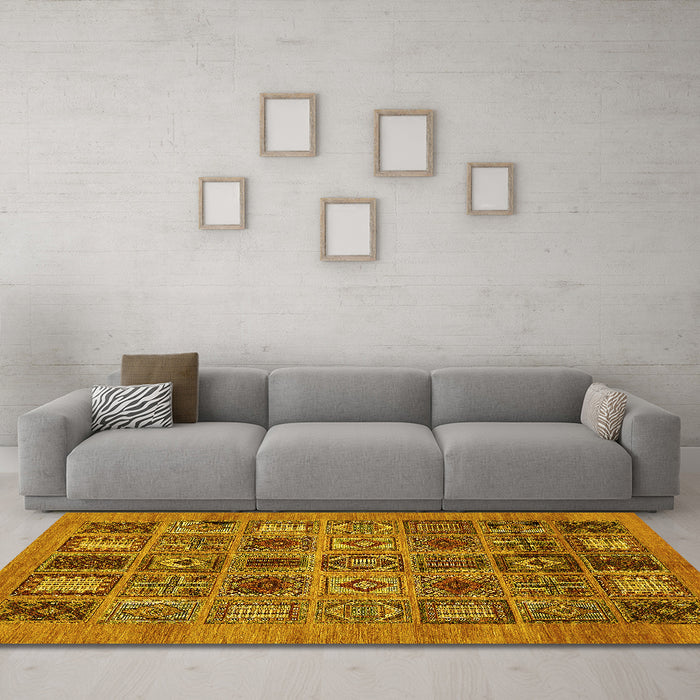 Machine Washable Abstract Yellow Modern Rug in a Living Room, wshabs626yw