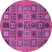 Round Machine Washable Abstract Purple Modern Area Rugs, wshabs626pur