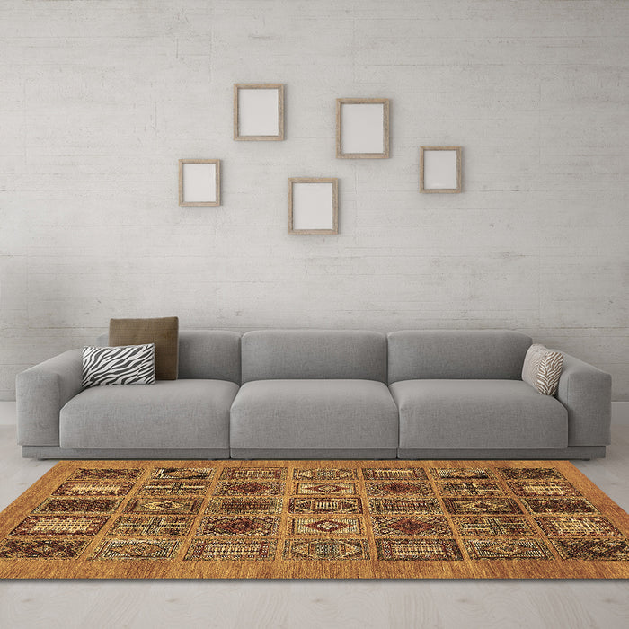 Machine Washable Abstract Brown Modern Rug in a Living Room,, wshabs626brn