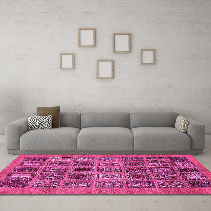 Machine Washable Abstract Pink Modern Rug in a Living Room, wshabs626pnk