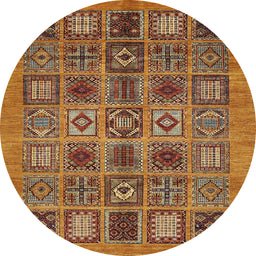 Round Abstract Saffron Red Modern Rug, abs626