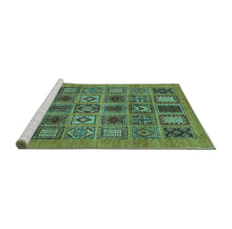 Sideview of Machine Washable Abstract Turquoise Modern Area Rugs, wshabs626turq