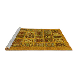 Sideview of Machine Washable Abstract Yellow Modern Rug, wshabs626yw