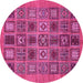 Round Machine Washable Abstract Pink Modern Rug, wshabs626pnk