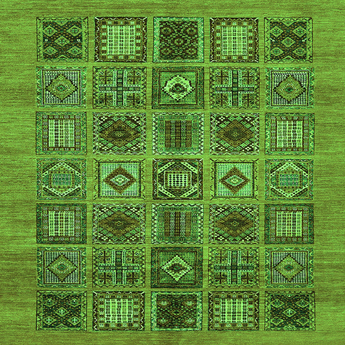 Square Machine Washable Abstract Green Modern Area Rugs, wshabs626grn