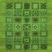 Square Machine Washable Abstract Green Modern Area Rugs, wshabs626grn