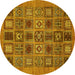 Round Abstract Yellow Modern Rug, abs626yw