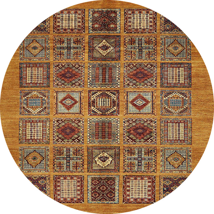 Round Machine Washable Abstract Saffron Red Rug, wshabs626