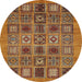 Round Machine Washable Abstract Saffron Red Rug, wshabs626