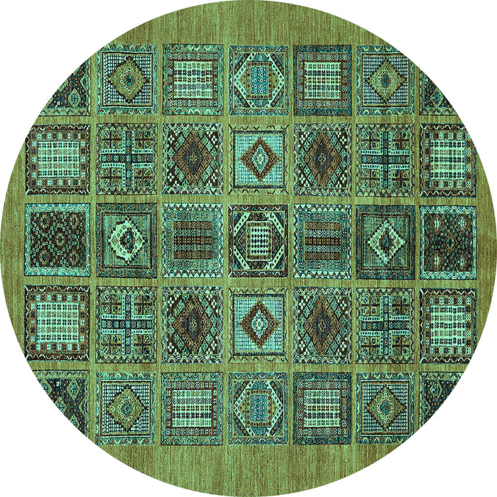 Round Abstract Turquoise Modern Rug, abs626turq