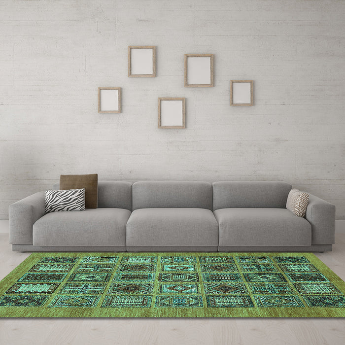 Machine Washable Abstract Turquoise Modern Area Rugs in a Living Room,, wshabs626turq