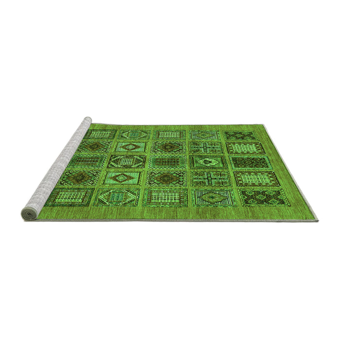 Sideview of Machine Washable Abstract Green Modern Area Rugs, wshabs626grn