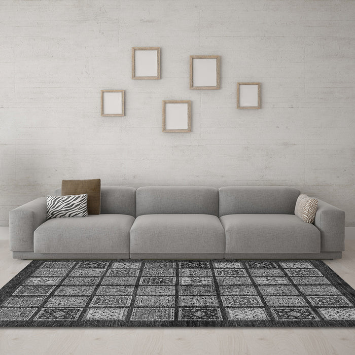 Machine Washable Abstract Gray Modern Rug in a Living Room,, wshabs627gry