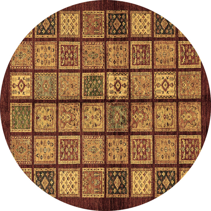 Round Abstract Brown Modern Rug, abs627brn