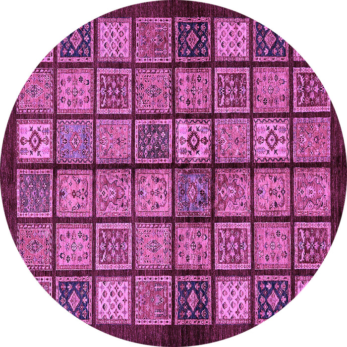 Round Abstract Purple Modern Rug, abs627pur