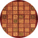 Round Abstract Orange Modern Rug, abs627org