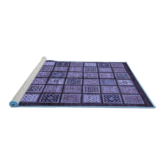 Sideview of Machine Washable Abstract Blue Modern Rug, wshabs627blu