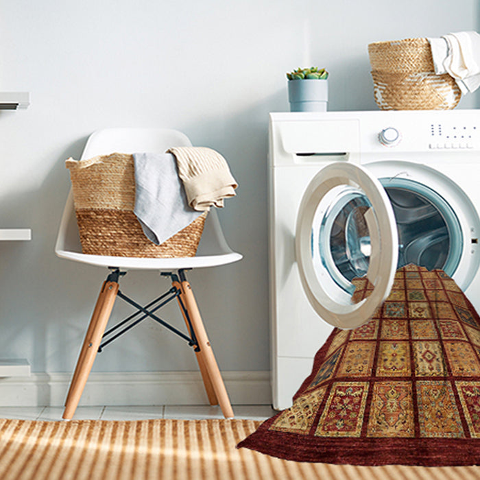 Machine Washable Abstract Orange Rug in a Washing Machine, wshabs627