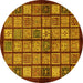 Round Abstract Yellow Modern Rug, abs627yw