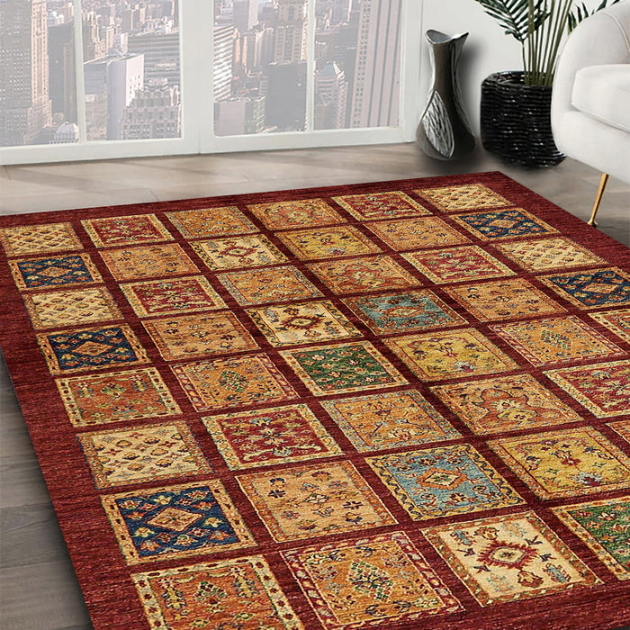 Abstract Orange Modern Rug in Family Room, abs627