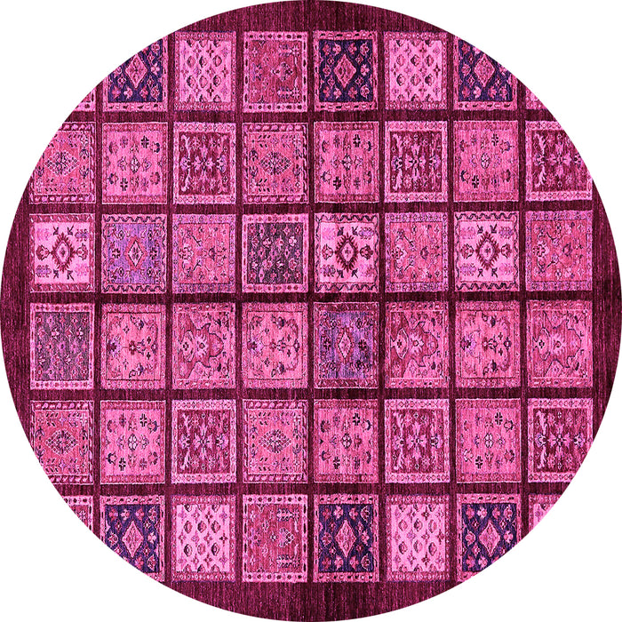 Round Machine Washable Abstract Pink Modern Rug, wshabs627pnk
