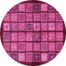 Round Machine Washable Abstract Pink Modern Rug, wshabs627pnk