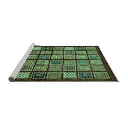 Sideview of Machine Washable Abstract Turquoise Modern Area Rugs, wshabs627turq