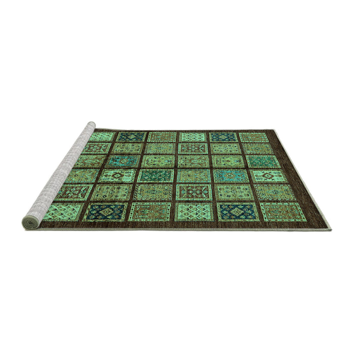 Sideview of Machine Washable Abstract Turquoise Modern Area Rugs, wshabs627turq