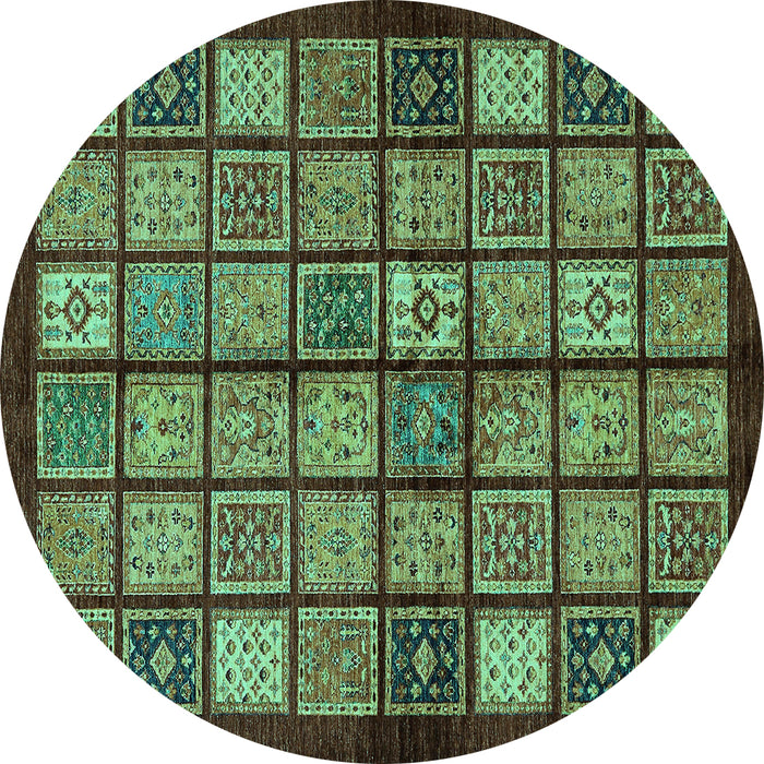 Round Abstract Turquoise Modern Rug, abs627turq