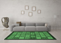 Machine Washable Abstract Emerald Green Modern Rug, wshabs627emgrn