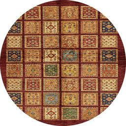 Round Abstract Orange Modern Rug, abs627