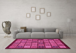 Machine Washable Abstract Pink Modern Rug in a Living Room, wshabs627pnk